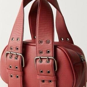 The Free People Elegant Red Leather Handbag Say Yes Bag NWOT